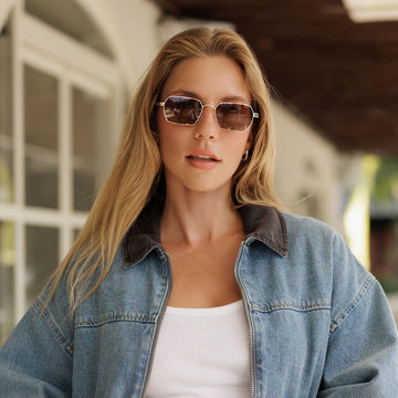 クローズ Retro Metal Square Polarized Women Sunshades SJ1270 | SOJOS VISION