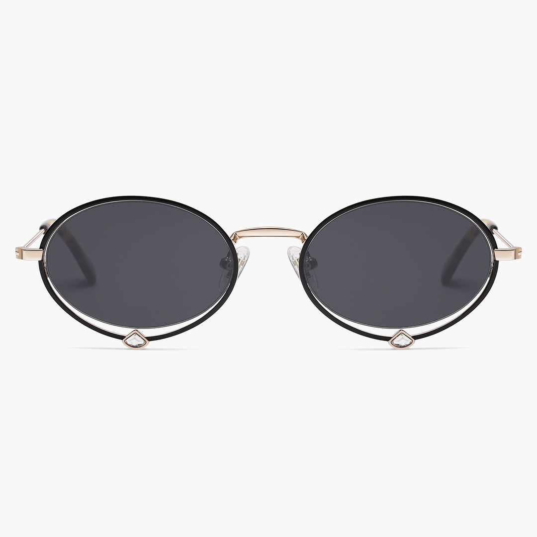 Women Trendy Rhinestone Oval Sunglasses SJ1240 | SOJOS VISION display picture 3