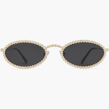 Retro Skinny Oval Rhinestone Sunglasses UV400 Protection Bling Hippie Disco Amazon.com: SOJOS Retro Petite Oval Rhinestone Sunglasses  main image 3