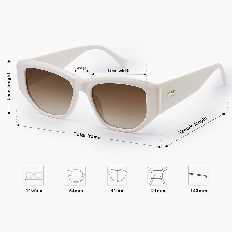 Women 80s 90s Trendy Cute Cateye Square Polarized Sunglasses AMBER ...