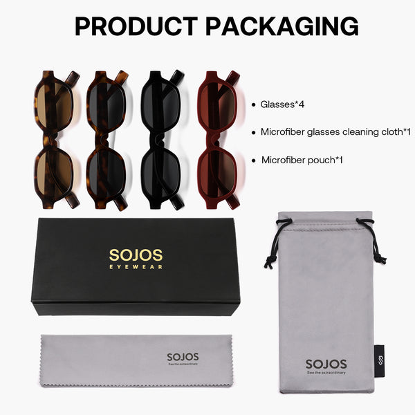 Buy 4 Pairs Retro Women Men Polarized Hexagon Sunglasses 90s
