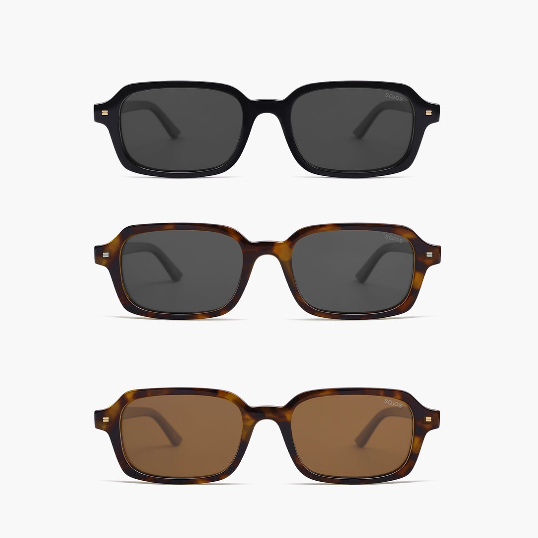 Buy 3 Pairs Retro Polarized Small Rectangle Sunglasses for Women