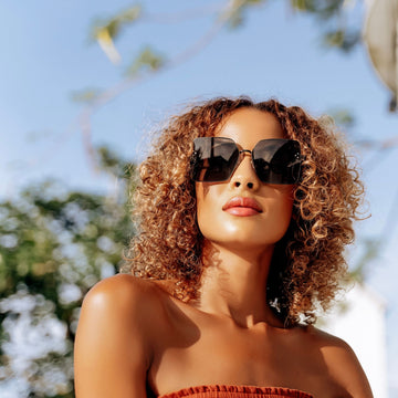 Buy Gold Frame Gradient Brown Lens Polygon Sunglasses for  display picture 3