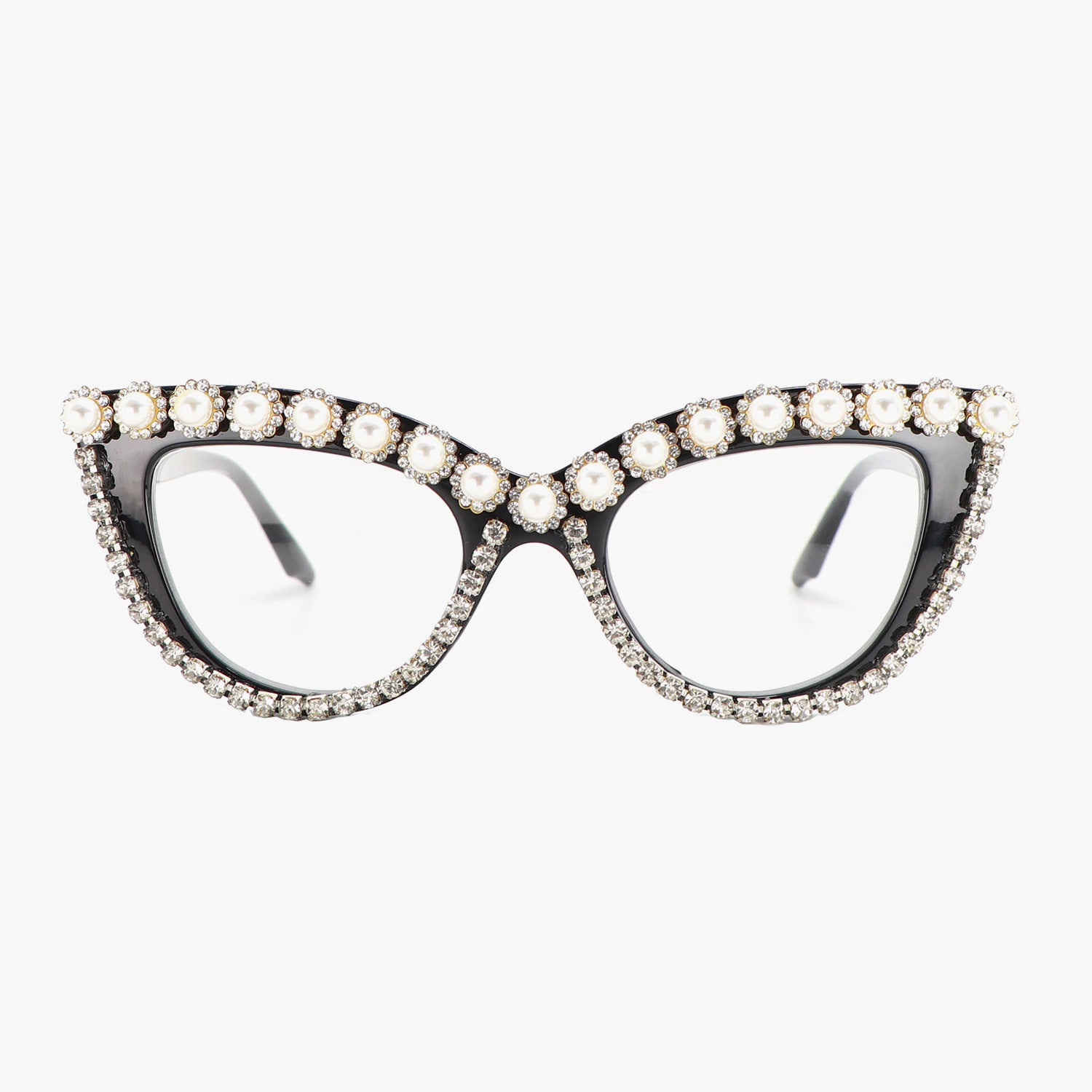 Women's Cat Eye Rhinestone TR90 Prescription Reading Glasses Full-rim ...