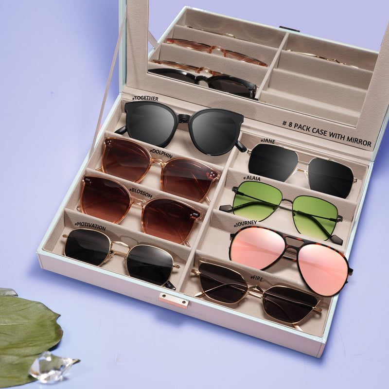 8 Pack Sunglasses Set with Mirror