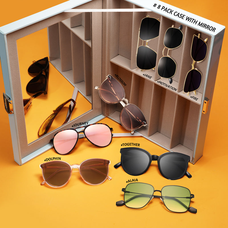 8 Pack Sunglasses Set with Mirror