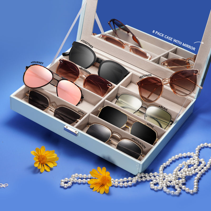 8 Pack Sunglasses Set with Mirror