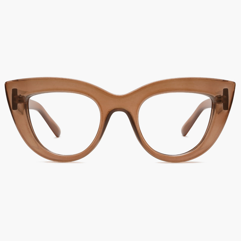SOJOS Cat Eye Clear Brown Eyeglasses