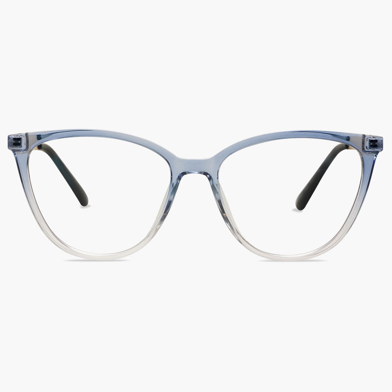 SOJOS Cat Eye Transparent Blue Glasses 