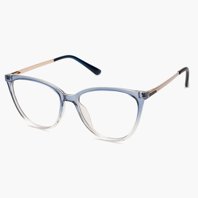 SOJOS Cat Eye Transparent Blue Glasses 