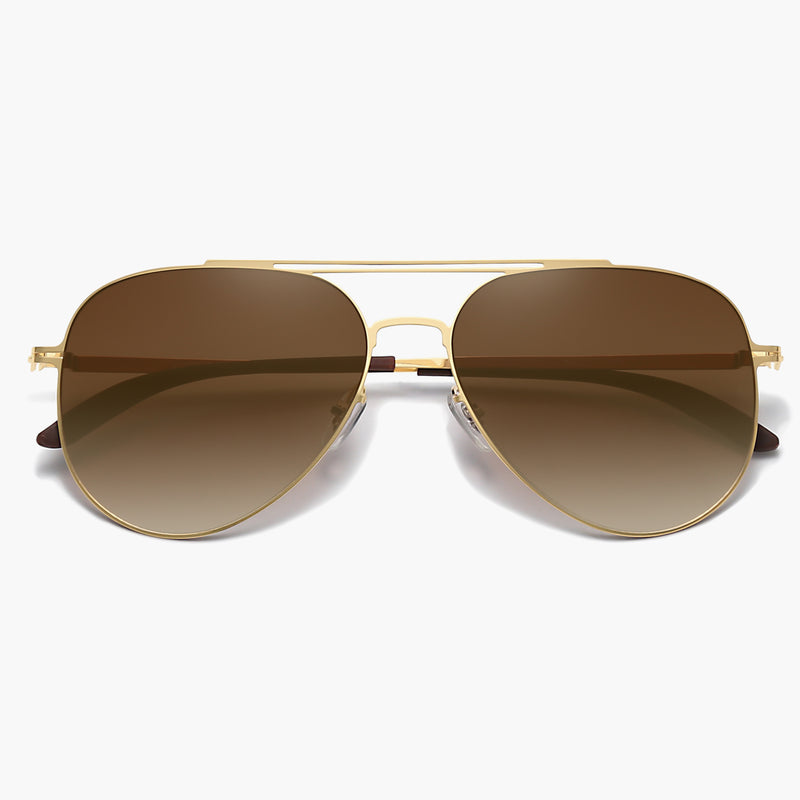 Buy Gold Frame Gradient Brown Lens Aviator Sunglasses for Women ...