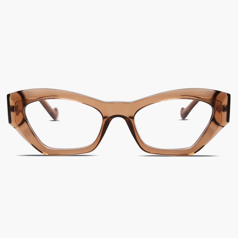 SOJOS Polygon Clear Brown Eyeglasses