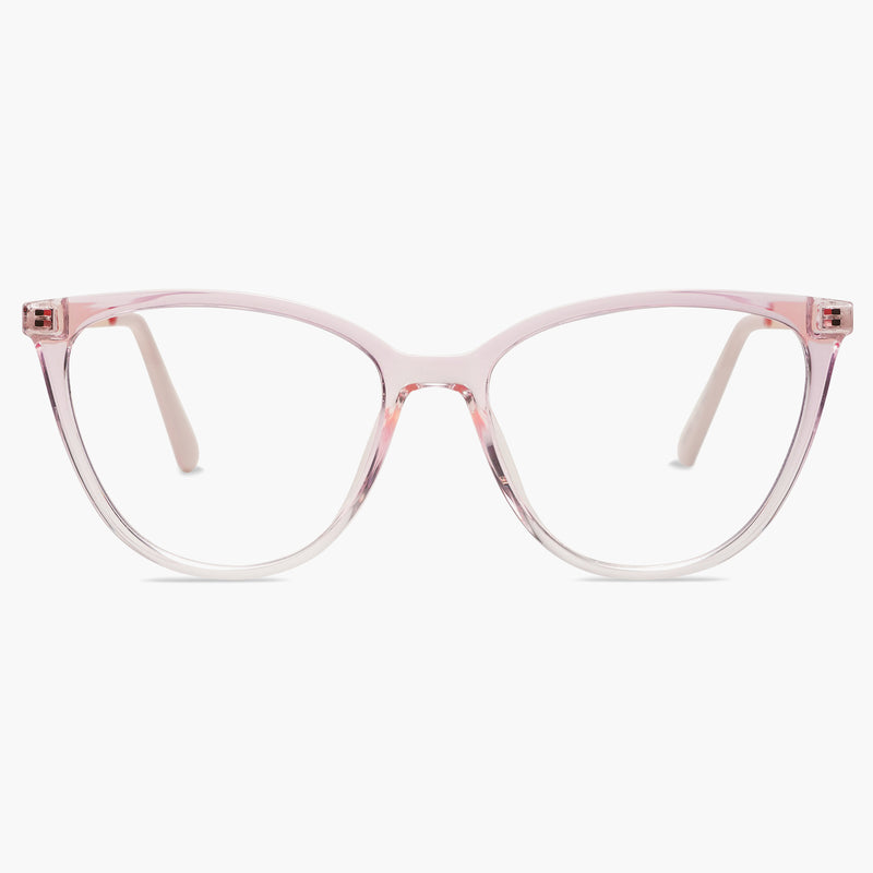 SOJOS Cat Eye Transparent Pink Glasses 