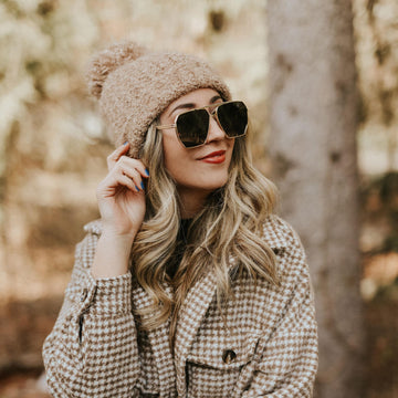 Buy Light Gold Frame Brown Lens Polygon Sunglasses for Women  display picture 3