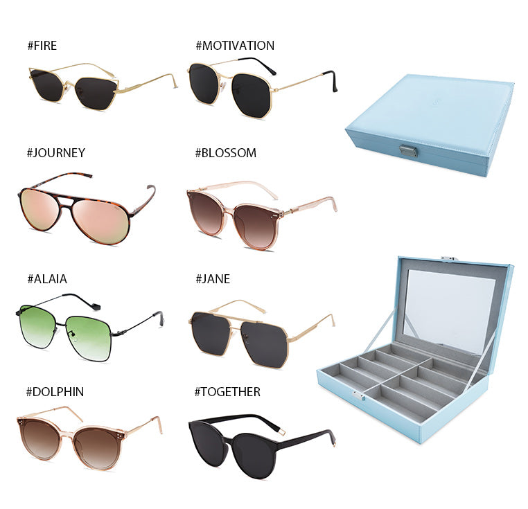 8 Pack Sunglasses Set with Mirror